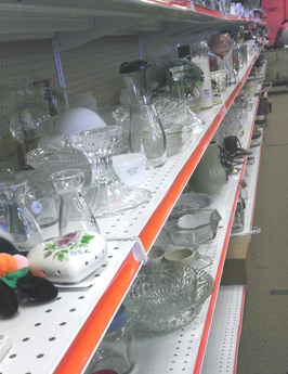 Shelves at the thrift store
