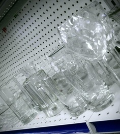 glass on a shelf 
